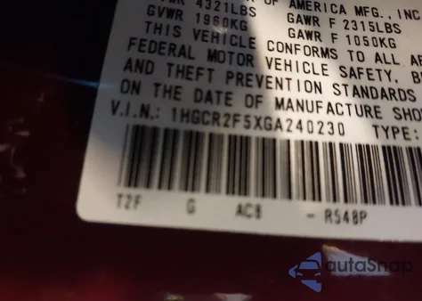 2016 Honda Accord Sport from USA, damaged, VIN 1HGCR2F5XGA240230